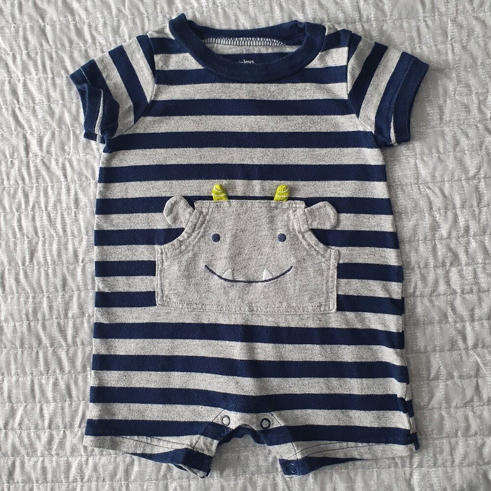 💙5/$20💙 Carter's Simple Joys Striped Short Sleeve Baby Boy's Romper 3-6 Months